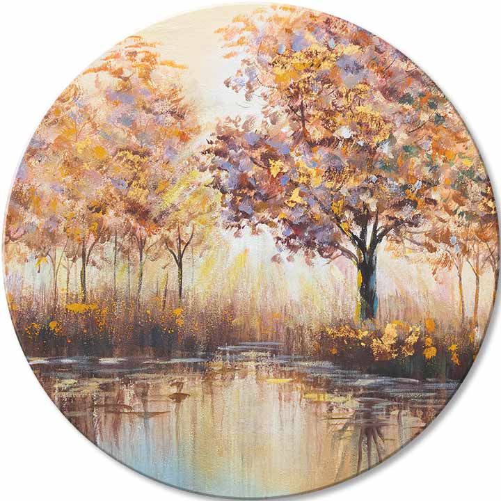 Quadro dipinto rotondo Sole nascosto - immagine 2