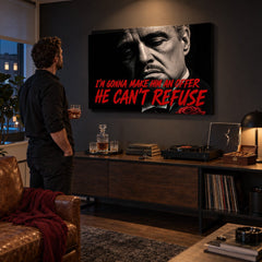 Ritratto di Don Vito Corleone in uno studio maschile, un tocco di classe cinematografica per il tuo ufficio o la tua zona relax.