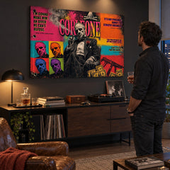 Stanza maschile moderna con quadro pop art Il Padrino, atmosfera raffinata per studio o zona relax