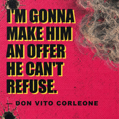 Dettaglio macro della stampa su tela del quadro Il Padrino con la celebre citazione I'm gonna make him an offer