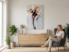 Quadro dipinto per parete ASTRATTO 60x90 cm – quadro dipinto a mano in un interno elegante (Modern coastal) | mockup da parete | tela premium | Papilora.sk