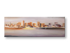 Quadro dipinto a mano per parete CITTÀ 120x40 cm – prospettiva 3D su tela con cornice in legno | 100% originale | acrilico su tela ARTMIE | Papilora.sk