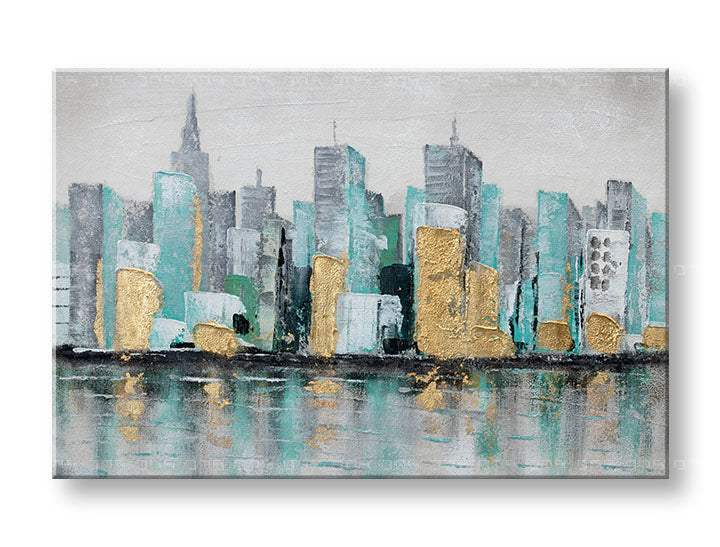 Quadro dipinto a mano per parete CITTÀ 90x60 cm – prospettiva 3D su telaio in legno | 100% originale | acrilico su tela ARTMIE | Papilora.sk
