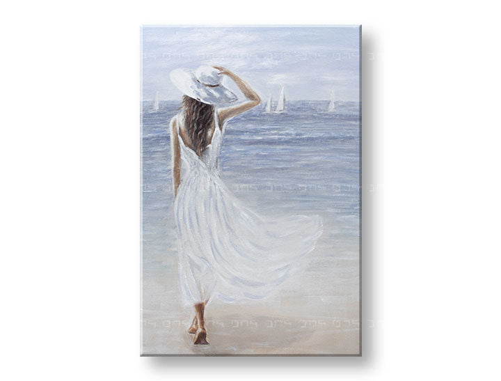 Quadro dipinto a mano da parete DONNA E MARE 60x90 cm – prospettiva 3D su tela su cornice in legno | 100 % originale | acrilico su tela ARTMIE | Papilora.sk