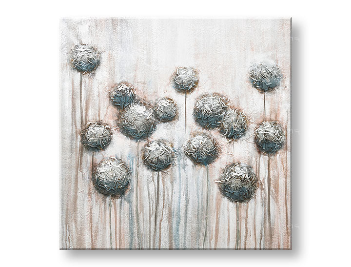 Quadro dipinto a mano per parete FIORI 70x70 cm – Prospettiva 3D su tela con cornice in legno | 100% originale | acrilico su tela ARTMIE | Papilora.sk