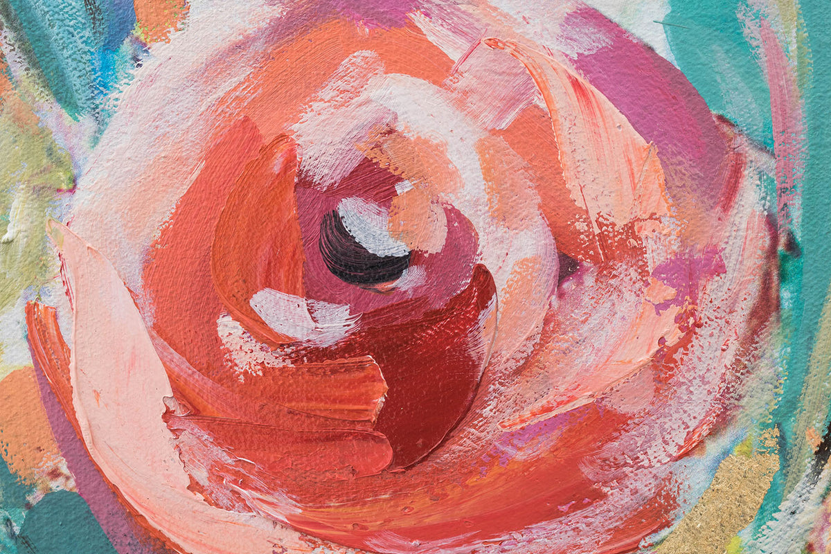 Quadro dipinto a mano per parete FIORI 80x80 cm – prospettiva 3D della tela su telaio in legno | 100% originale | acrilico su tela ARTMIE | Papilora.sk
