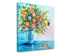 Quadro murale dipinto FIORI IN VASO 1 pezzo - immagine 4