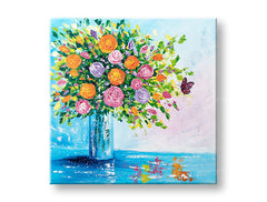 Quadro murale dipinto FIORI IN VASO 1 pezzo - immagine 3