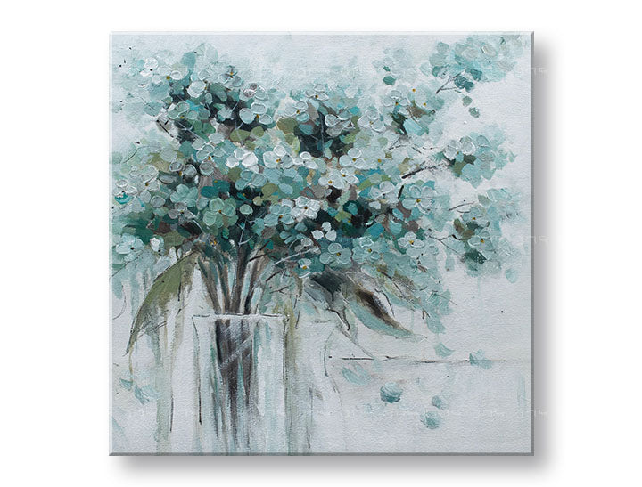 Quadro dipinto a mano per parete FIORI NEL VASO 70x70 cm – prospettiva 3D della tela su cornice di legno | 100% originale | acrilico su tela ARTMIE | Papilora.sk