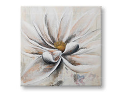 Dipinto a mano su tela con fiore stilizzato in toni pastello e sfumature delicate, Papilora.