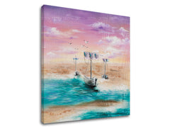 Quadro murale dipinto NAVI SUL MARE 1 parte - immagine 3