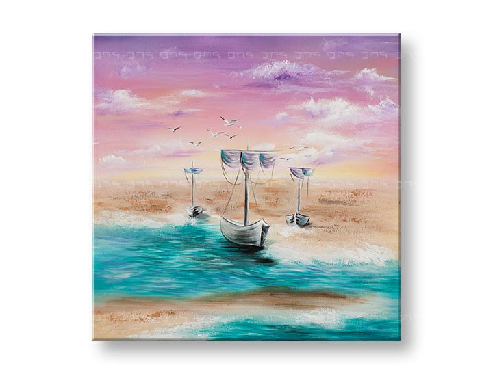 Quadro murale dipinto NAVI SUL MARE 1 parte - immagine 2