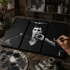 Quadro POP Art dipinto a mano ABSTRAKT 3 pezzi abstr2 – Atelier Papilora – pittura a mano del quadro POP Art. Colori dominanti: nero, marrone, rosa, beige.