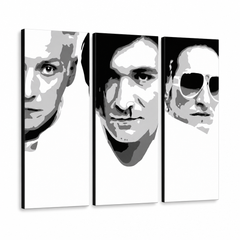 Quadro POP Art dipinto a mano Die Ärzte 3 parti da2 – Visualizzazione 3D del quadro dipinto a mano su sfondo bianco. Colori dominanti: nero, bianco, grigio.