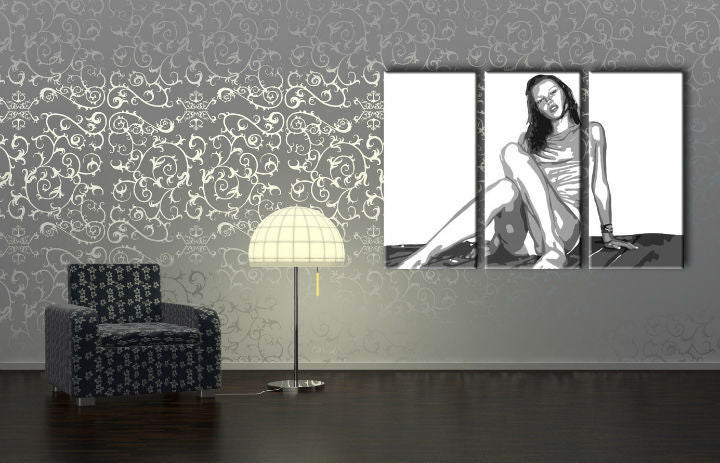 Quadro POP Art dipinto a mano Kate Moss 3 pezzi km2