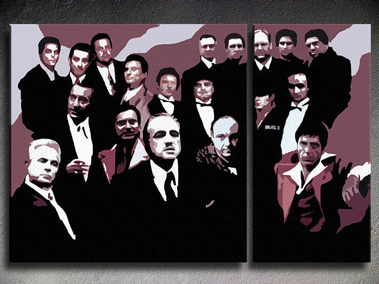 Quadro POP Art dipinto a mano La famiglia MAFIA Famiglia di 2 pezzi