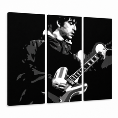 Quadro POP Art dipinto a mano Oasis 3 pezzi oa2 – Visualizzazione 3D del quadro dipinto a mano su sfondo bianco. Colori dominanti: nero, grigio, bianco, strieborná.