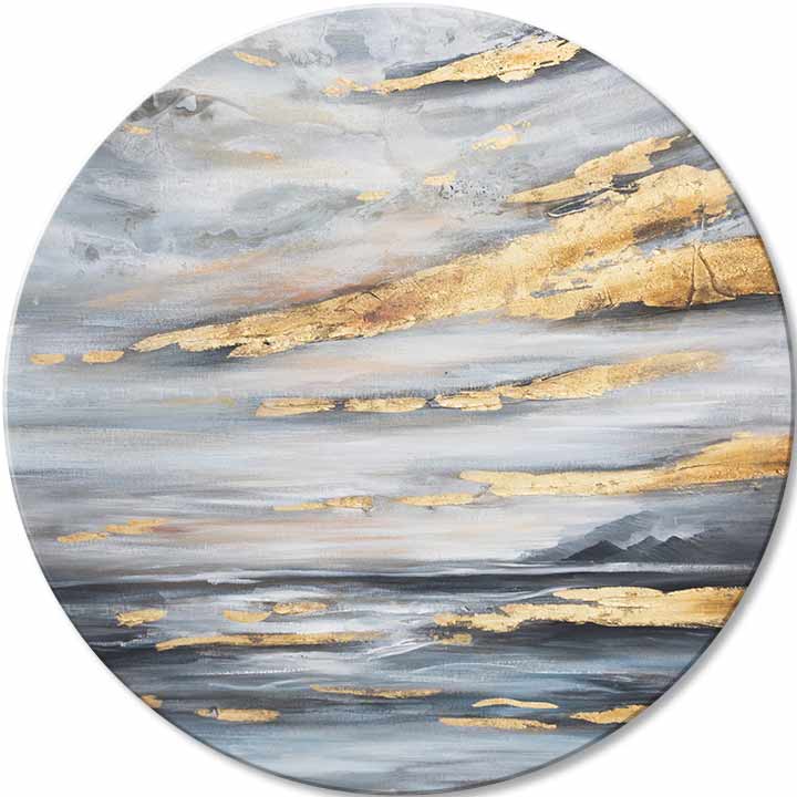 Quadro rotondo dipinto Cielo d'oro - immagine 2