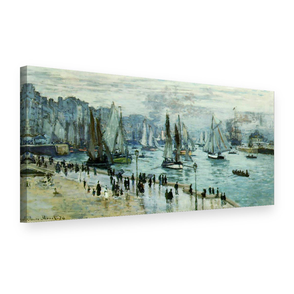 Quadro su tela Barche da pesca che lasciano il porto di Le Havre – Claude Monet, vista 3D