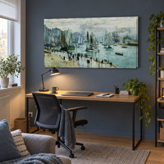Quadro su tela Barche da pesca che lasciano il porto di Le Havre – Claude Monet nello studio