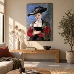 Quadro su tela Cappello di paglia – Peter Paul Rubens in soggiorno