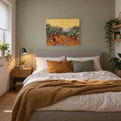 Quadro su tela Gli ulivi – Vincent van Gogh in camera da letto