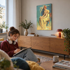 Quadro su tela Il caffè – Alfons Mucha in soggiorno