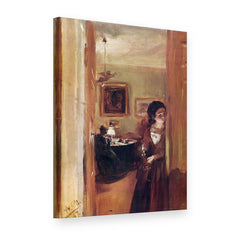 Quadro su tela Il soggiorno con la sorella dell'artista – Adolph Menzel, vista 3D
