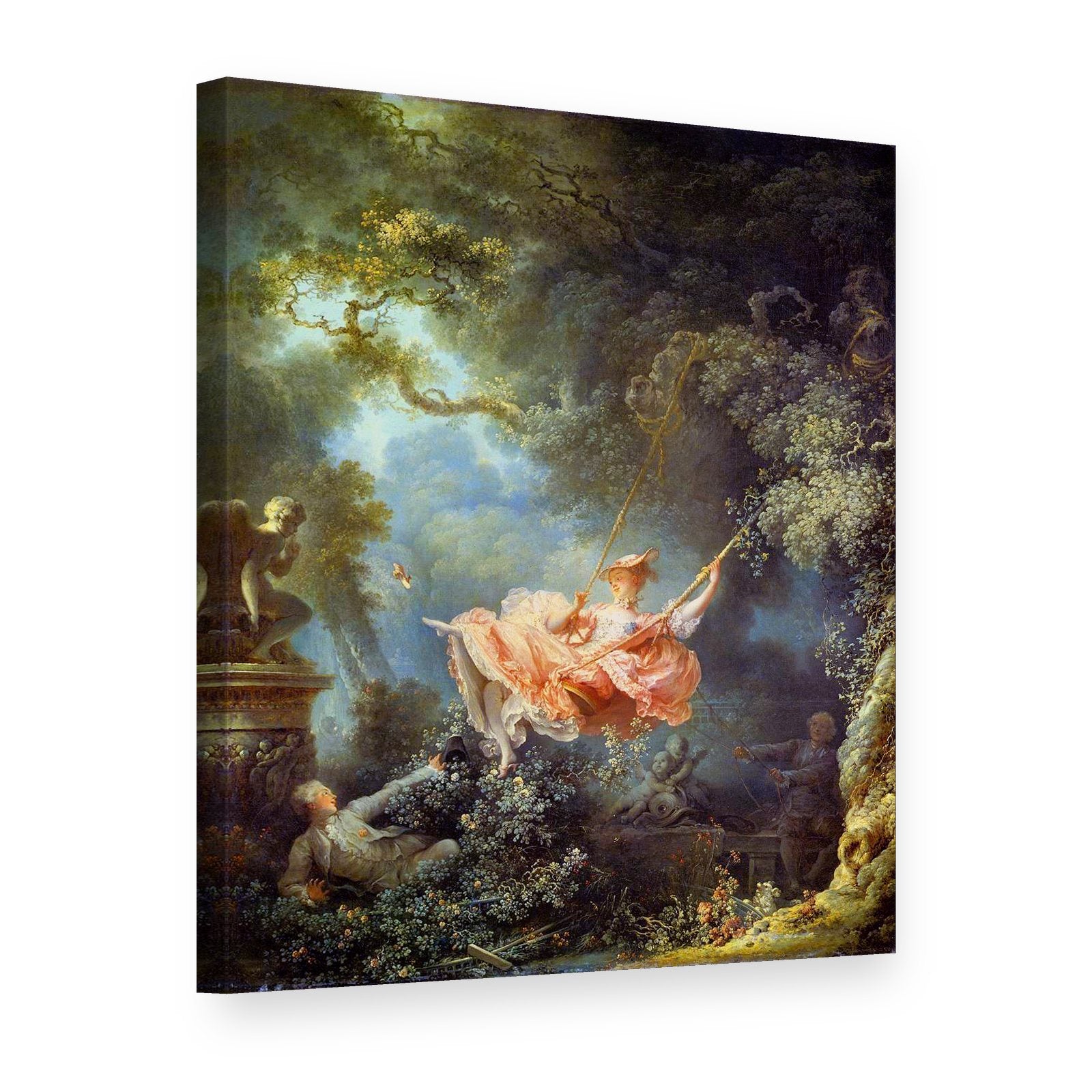 Quadro su tela L'altalena – Jean-Honoré Fragonard, vista 3D