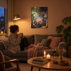 Quadro su tela L'altalena – Jean-Honoré Fragonard in soggiorno