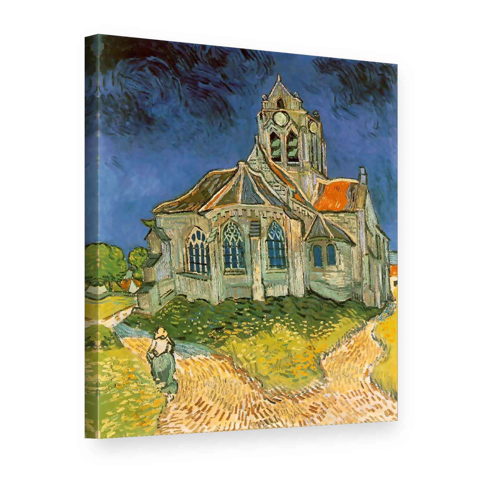 Quadro su tela La chiesa di Auvers – Vincent van Gogh, vista 3D