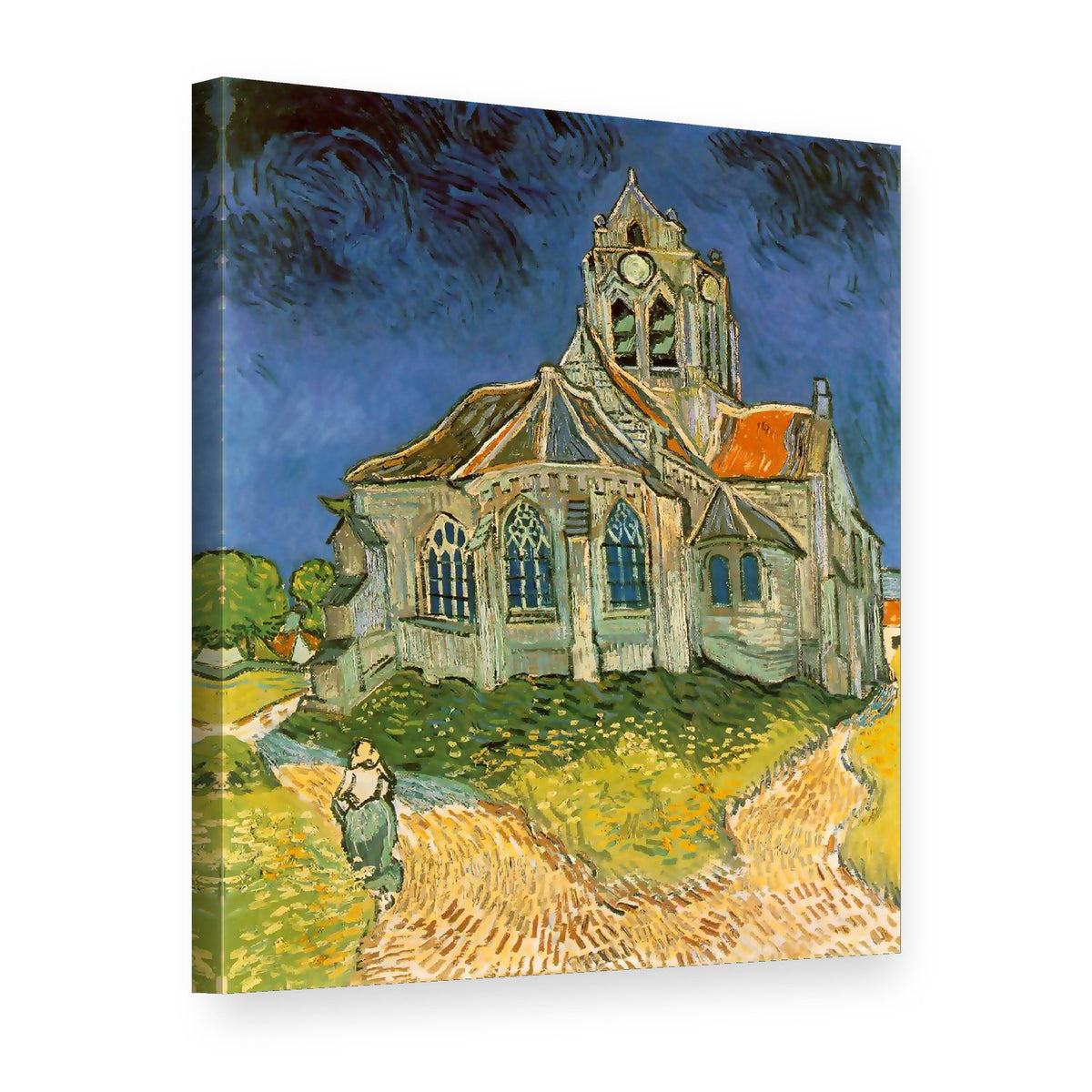 Quadro su tela La chiesa di Auvers – Vincent van Gogh, vista 3D