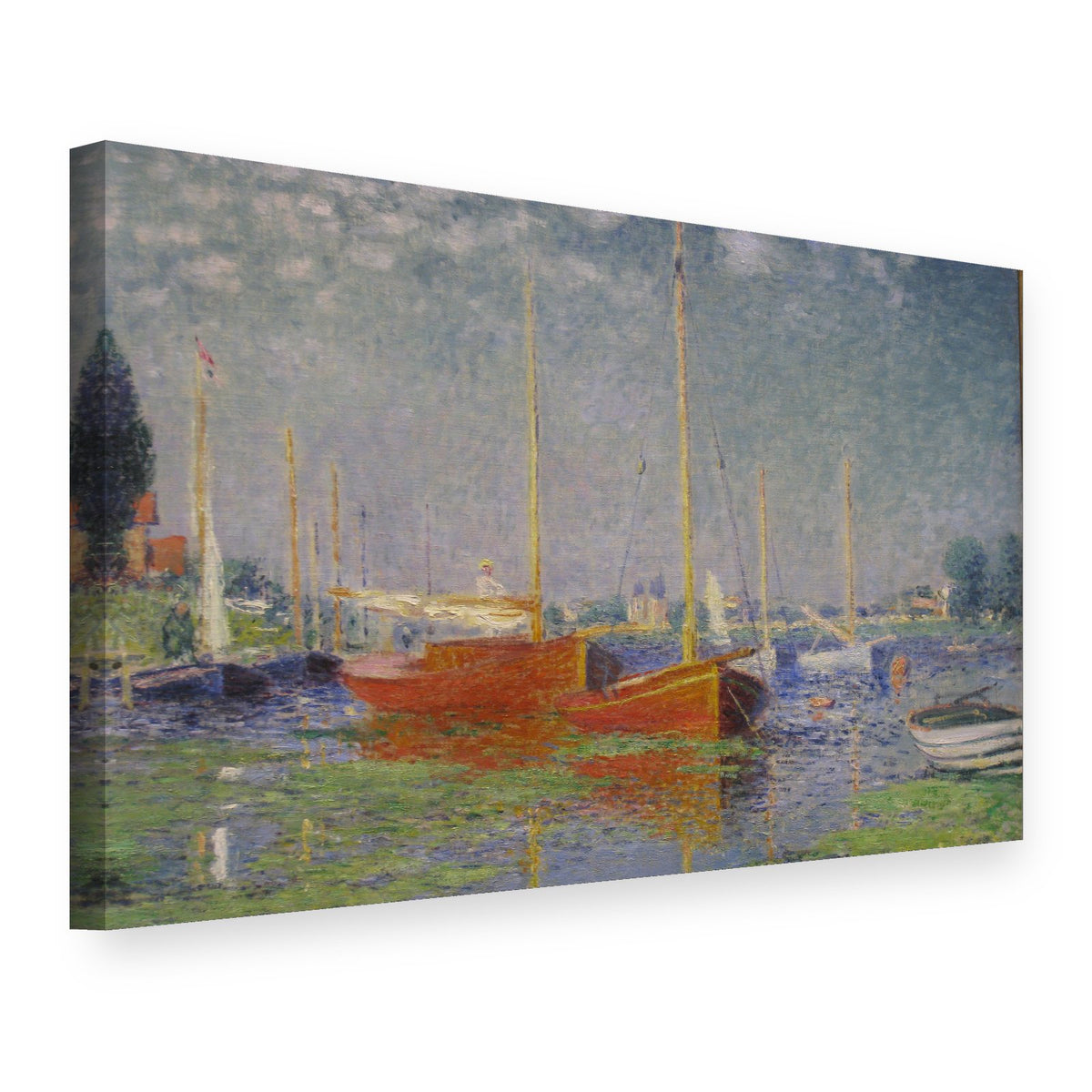 Quadro su tela Le barche rosse ad Argenteuil – Claude Monet, vista 3D
