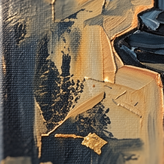 Dettaglio macro delle pennellate impasto dipinte a mano, texture in rilievo su tela di alta qualità Papilora.