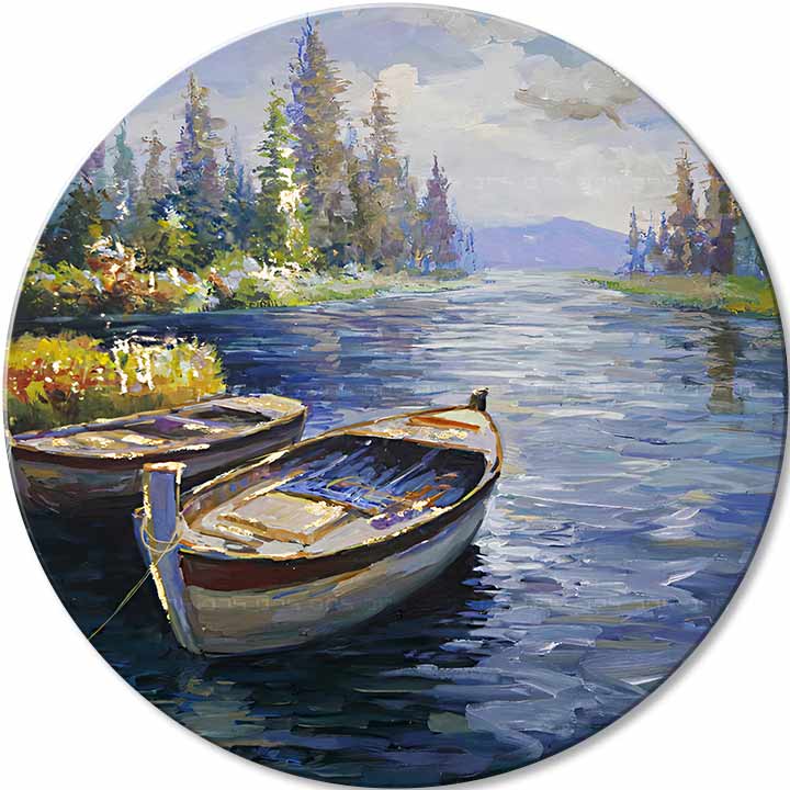 Quadro tondo dipinto L'inizio di un'avventura - immagine 2