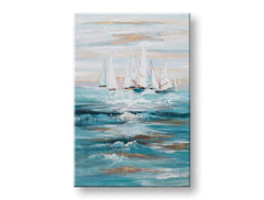 Quadro murale dipinto BOATS 1 parte CWFBC043 - 90x60 cm