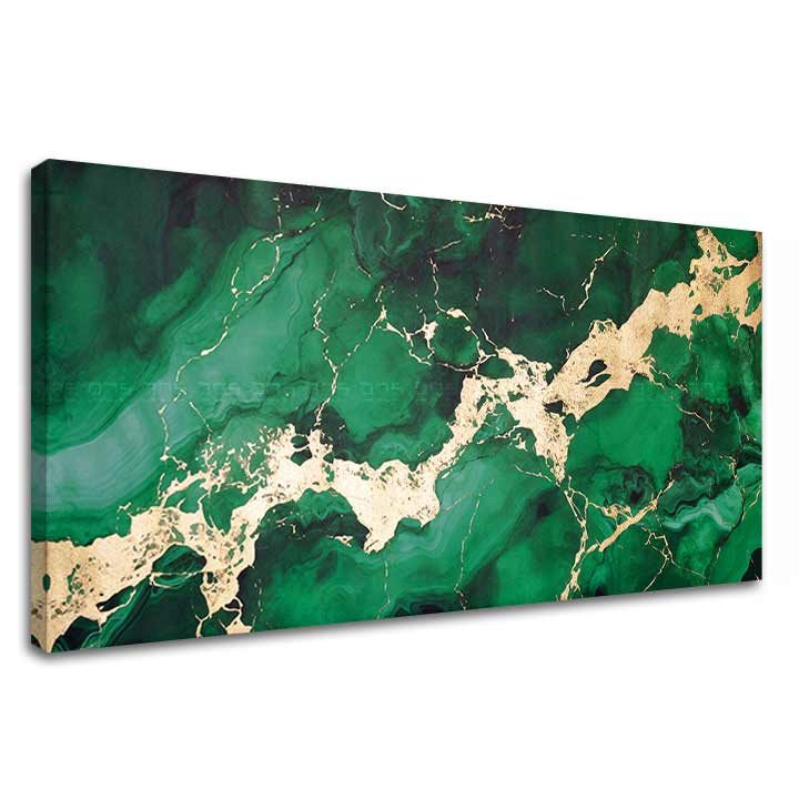 Tocco d'oro su tela Eleganza del marmo smeraldo - immagine 2