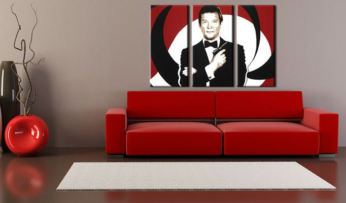 Quadro POP Art dipinto a mano James Bond 3 pezzi bond
