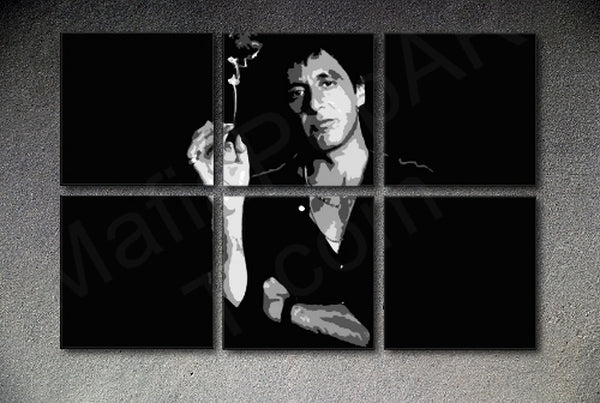 Quadro POP Art dipinto a mano SCARFACE-AL PACINO 6 pezzi XXL Saldi al8 | varie misure