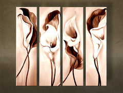 Quadro dipinto a mano FIORI 4 pannelli NU0021E4 | varie misure