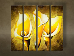 Quadro dipinto a mano FIORI 4 pannelli NU0022E4 | varie misure