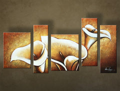 Quadro dipinto a mano FIORI 5 pannelli NU0032E5 | varie misure