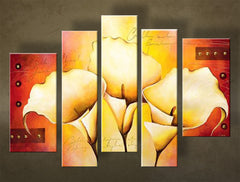 Quadro dipinto a mano FIORI 5 pannelli NU0033E5 | varie misure