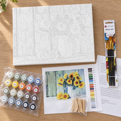 Pittura per numeri GIRASOLI IN VASO – dipingere a casa